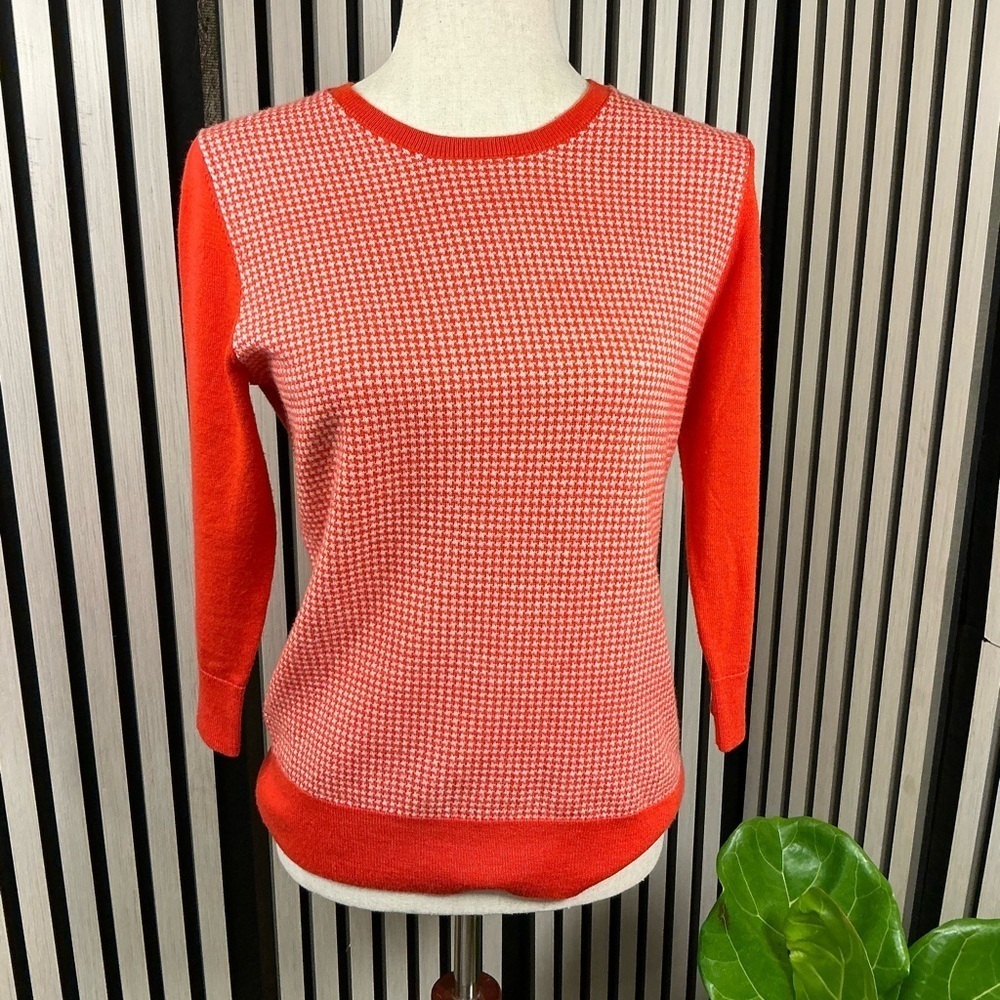 Banana Republic Orange Houndstooth Women's Wool Sweater, Sz M